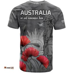 remembrance day t shirt soldier australian army rising sun with red poppy