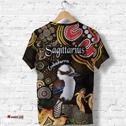 australian astrology t shirt sagittarius kookaburra zodiac aboriginal vibes gold