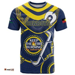custom nrl cowboys naidoc week t shirt keep the fire burning indigenous art