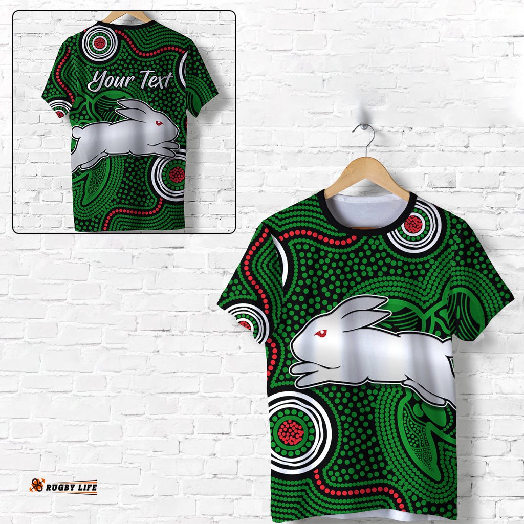 custom personalised rabbitohs indigenous t shirt simple green