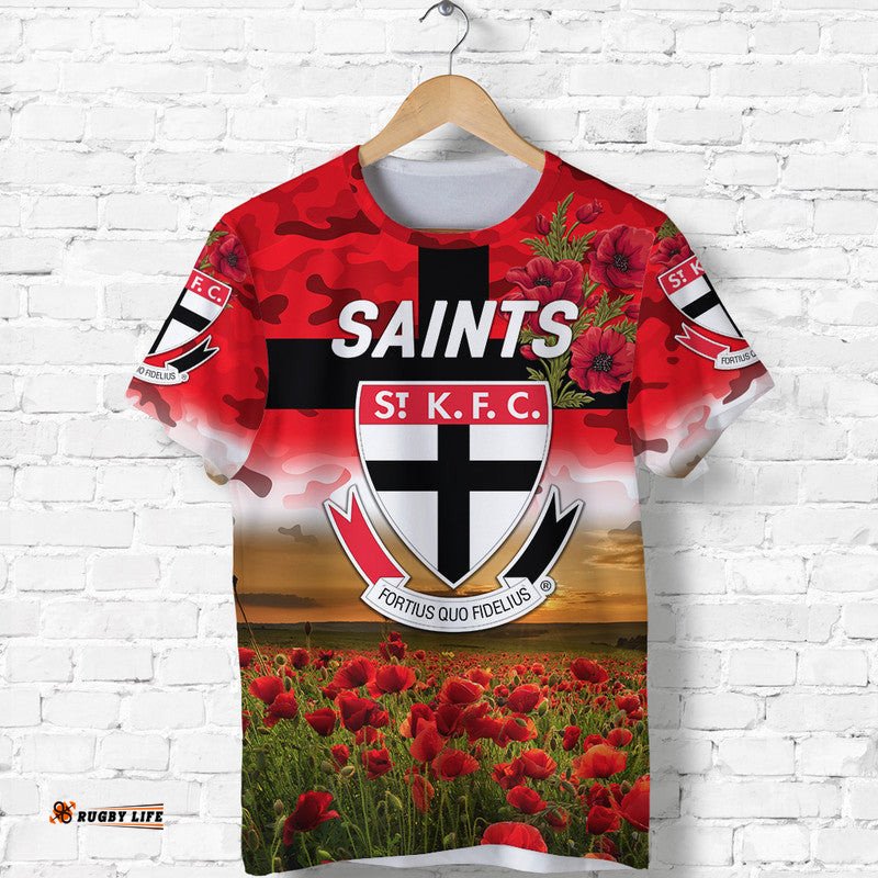 st kilda saints anzac t shirt poppy vibes