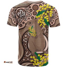 australia cute quokka t shirt indigenous art with golden wattle