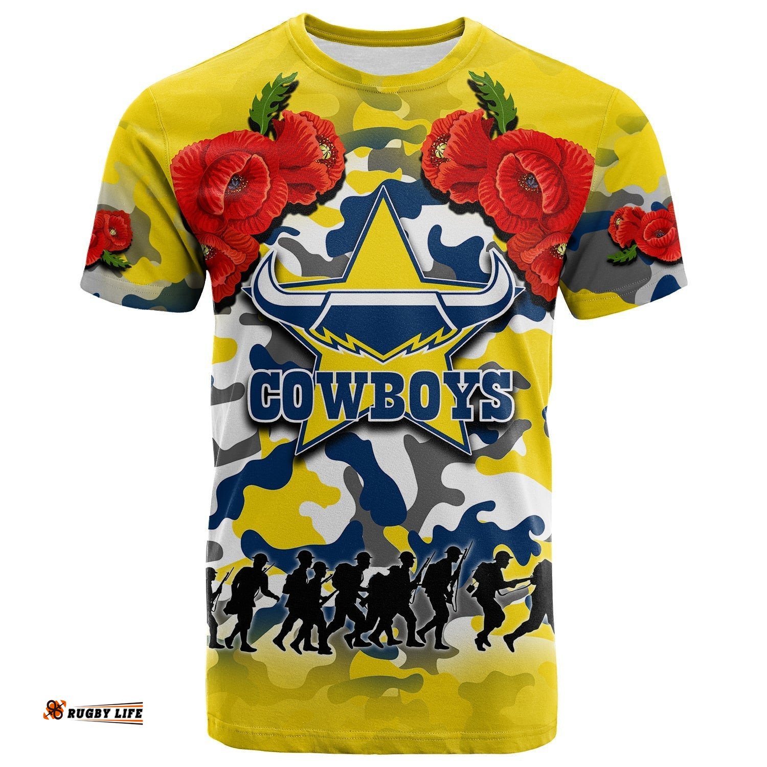 anzac day t shirt cowboys army style no2