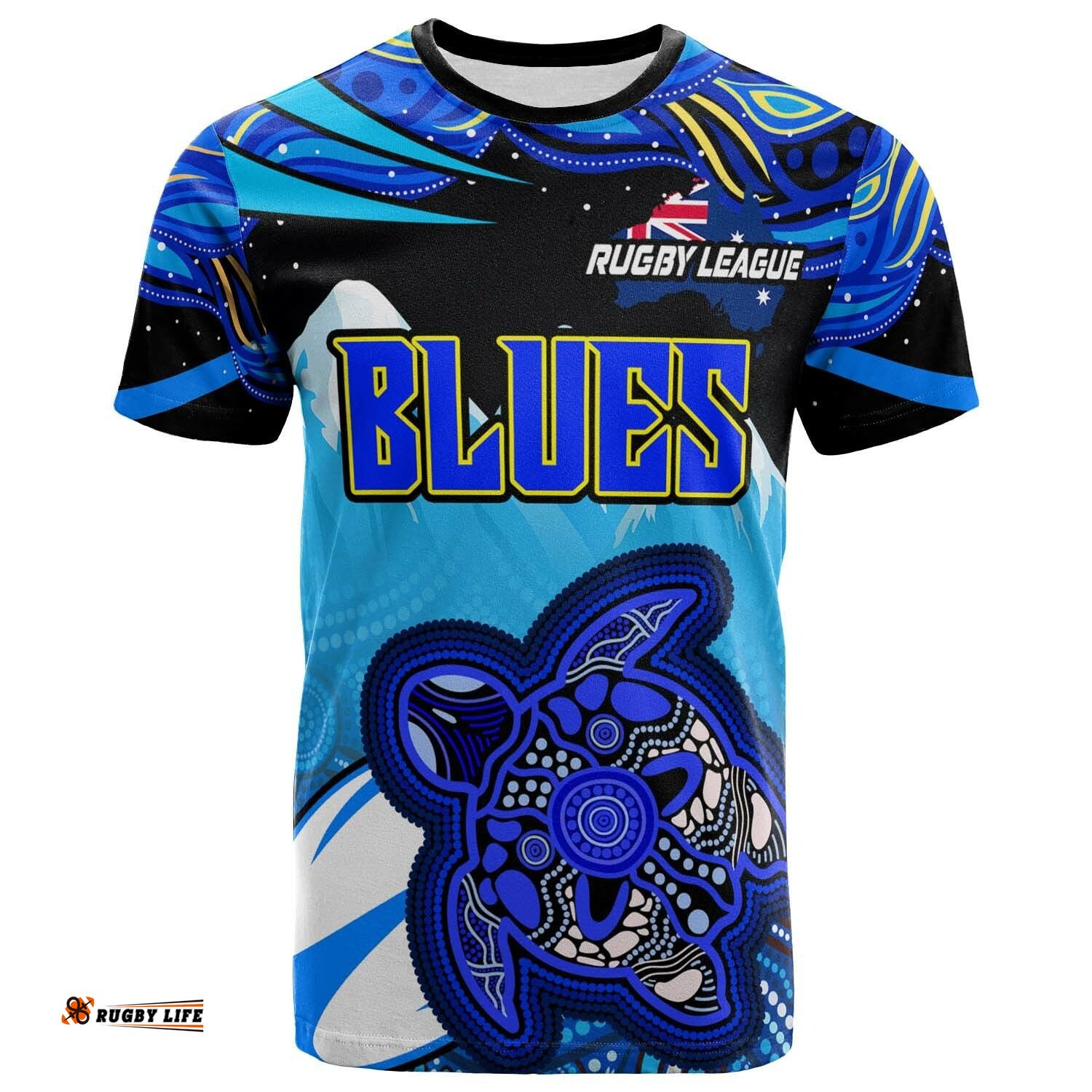 blues rugby t shirt blues rugby league turtle and mountain aboriginal culture t shirt