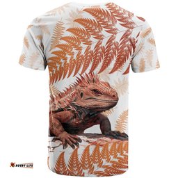 red new zealand tuatara t shirt aotearoa sphenodon punctatus silver fern
