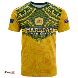 custom australia matildas t shirt polynesian mix gold marble