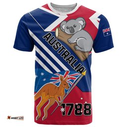 australia day kangaroo and koala with flag t shirt