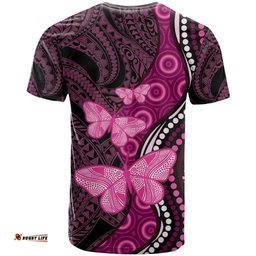think pink breast cancer awareness t shirt butterfly aboriginal mix polynesian pattern