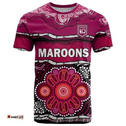 custom text and number maroons rugby t shirt aboriginal queensland state of origin