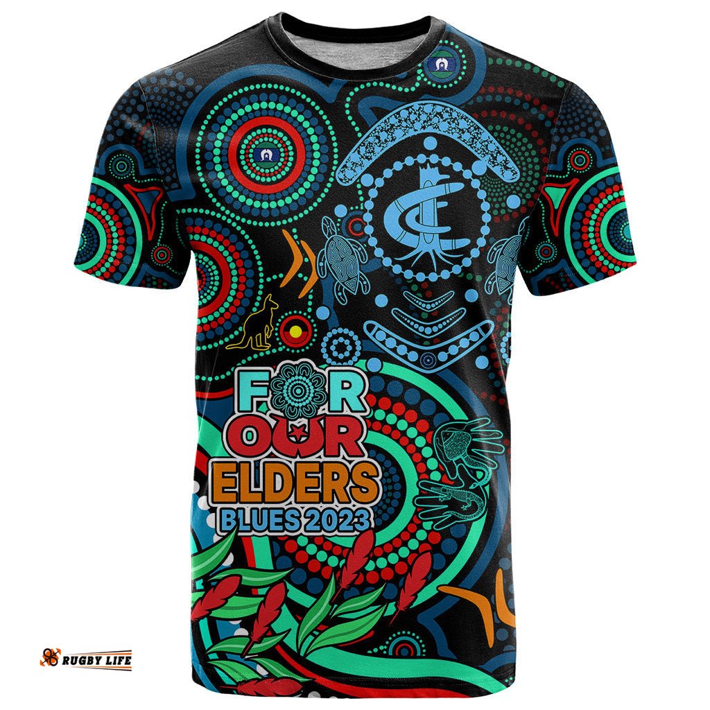custom carlton blues football aboriginal art t shirt naidoc indigenous tribal