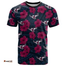sea eagles rugby t shirt polynesian style with hibiscus
