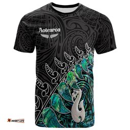 new zealand maori t shirt fern and manaia version black