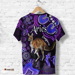 australian astrology t shirt aries kangaroo zodiac aboriginal vibes purple