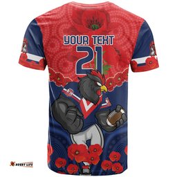 custom roosters rugby anzac t shirt sydney gallipoli soldier with aboriginal art
