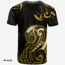 aotearoa fern t shirt maori pattern version gold