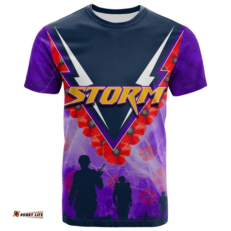 custom personalised nrl storm t shirt anzac day poppy flowers jersey