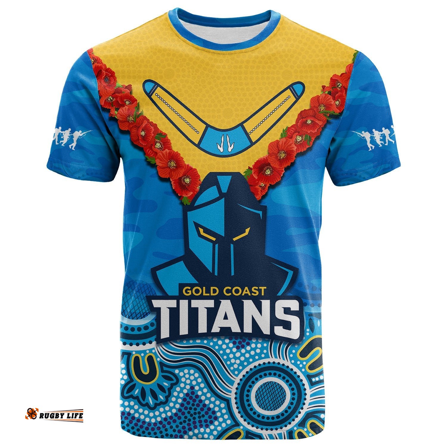 titans anzac t shirt camouflage poppy mix aboriginal