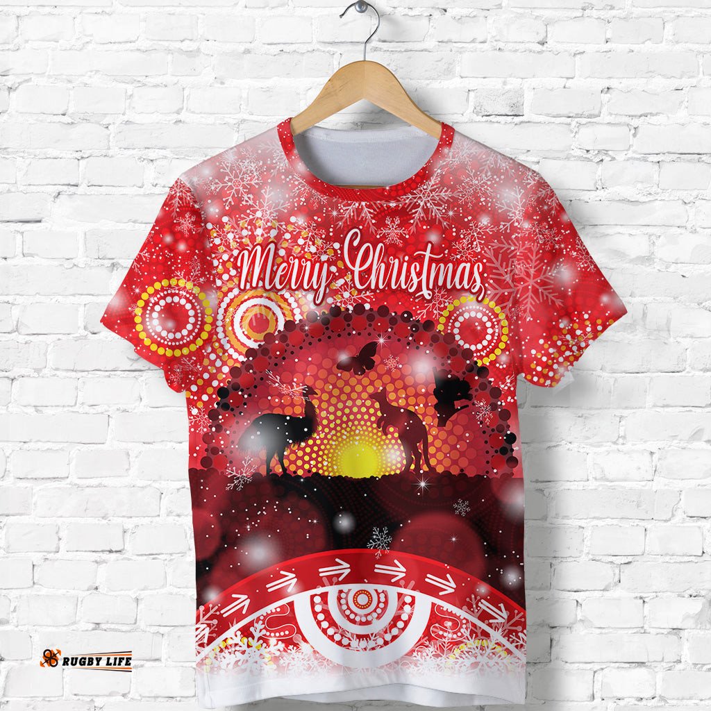 australia indigenous flag christmas t shirt original style red