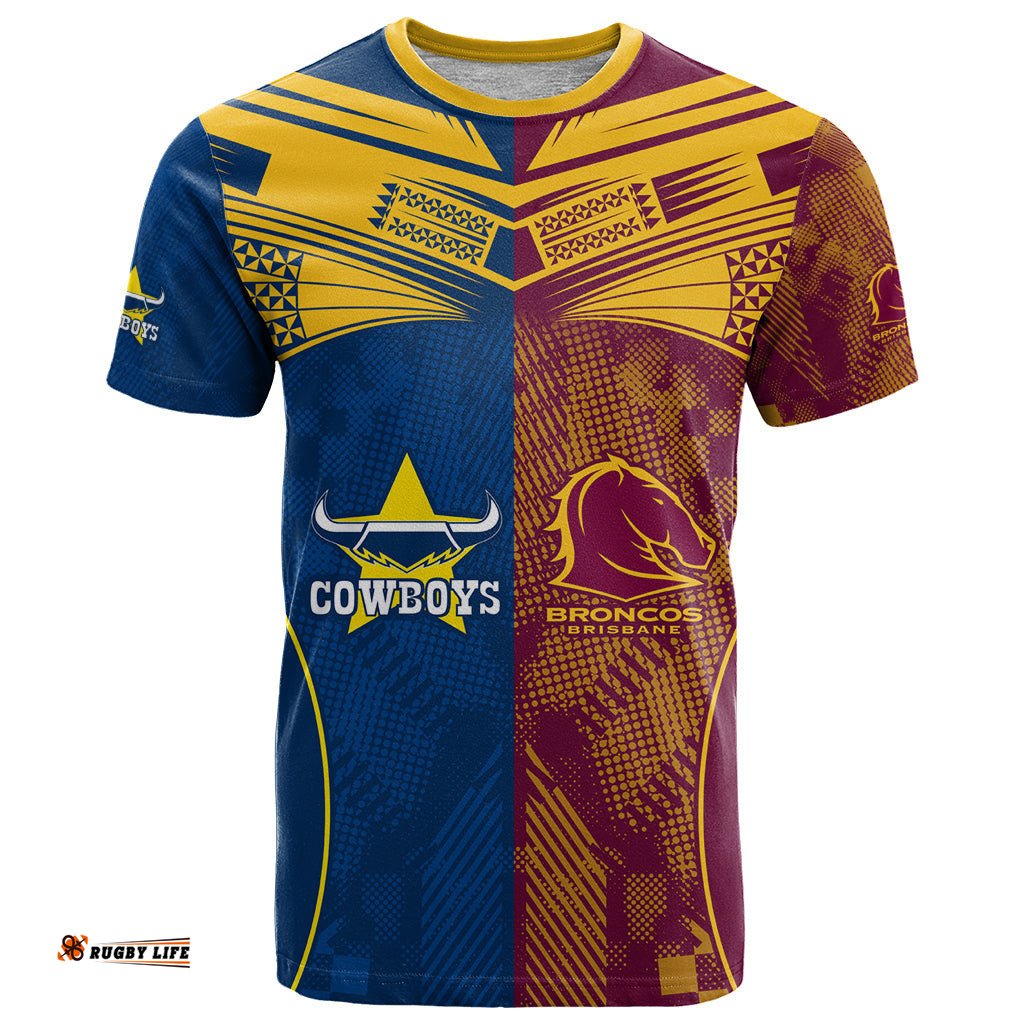 nrl cowboys and broncos t shirt sporty style