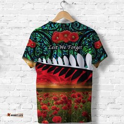 new zealand maori anzac t shirt poppy vibes turquoise