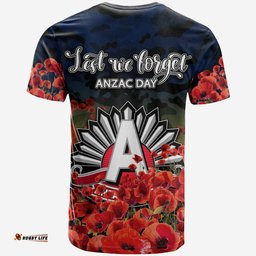 anzac day crows t shirt poppy flowers with army patterns