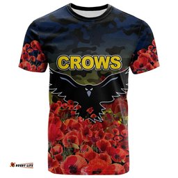 anzac day crows t shirt poppy flowers with army patterns