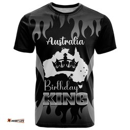 australia king birthday t shirt australian map with crown black version