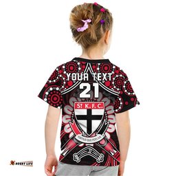 custom personalised st kilda saints t shirt boomerang indigenous dots