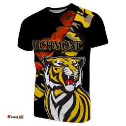 richmond tigers t shirt anzac day poppy flowers