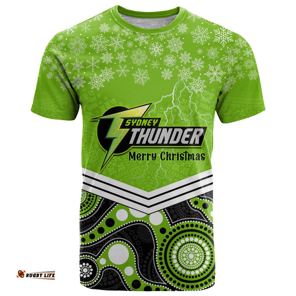 custom thunder cricket christmas t shirt merry xmas indigenous art