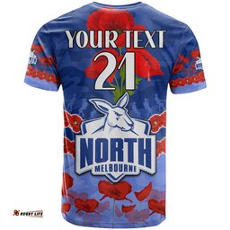 custom personalised kangaroos football anzac t shirt lest we forget