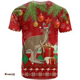 australia christmas t shirt aussie kangaroo santa merry xmas