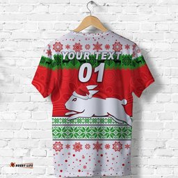 custom personalised south sydney rabbitohs t shirt christmas simple style white