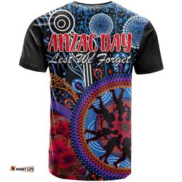 australia anzac day t shirt aboriginal military and poppy flowers style