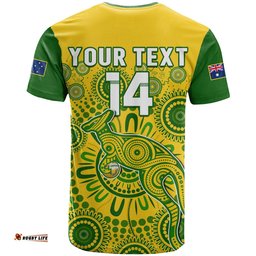 custom text and number australia soccer t shirt socceroos kangaroo aussie indigenous national color