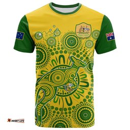 custom text and number australia soccer t shirt socceroos kangaroo aussie indigenous national color