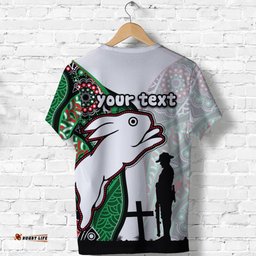 custom personalised rabbitohs t shirt indigenous anzac day