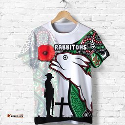 custom personalised rabbitohs t shirt indigenous anzac day