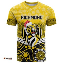 custom richmond football christmas t shirt merry xmas mix aboriginal art