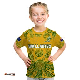 australia 2022 rugby t shirt wallabies aboriginal yellow style