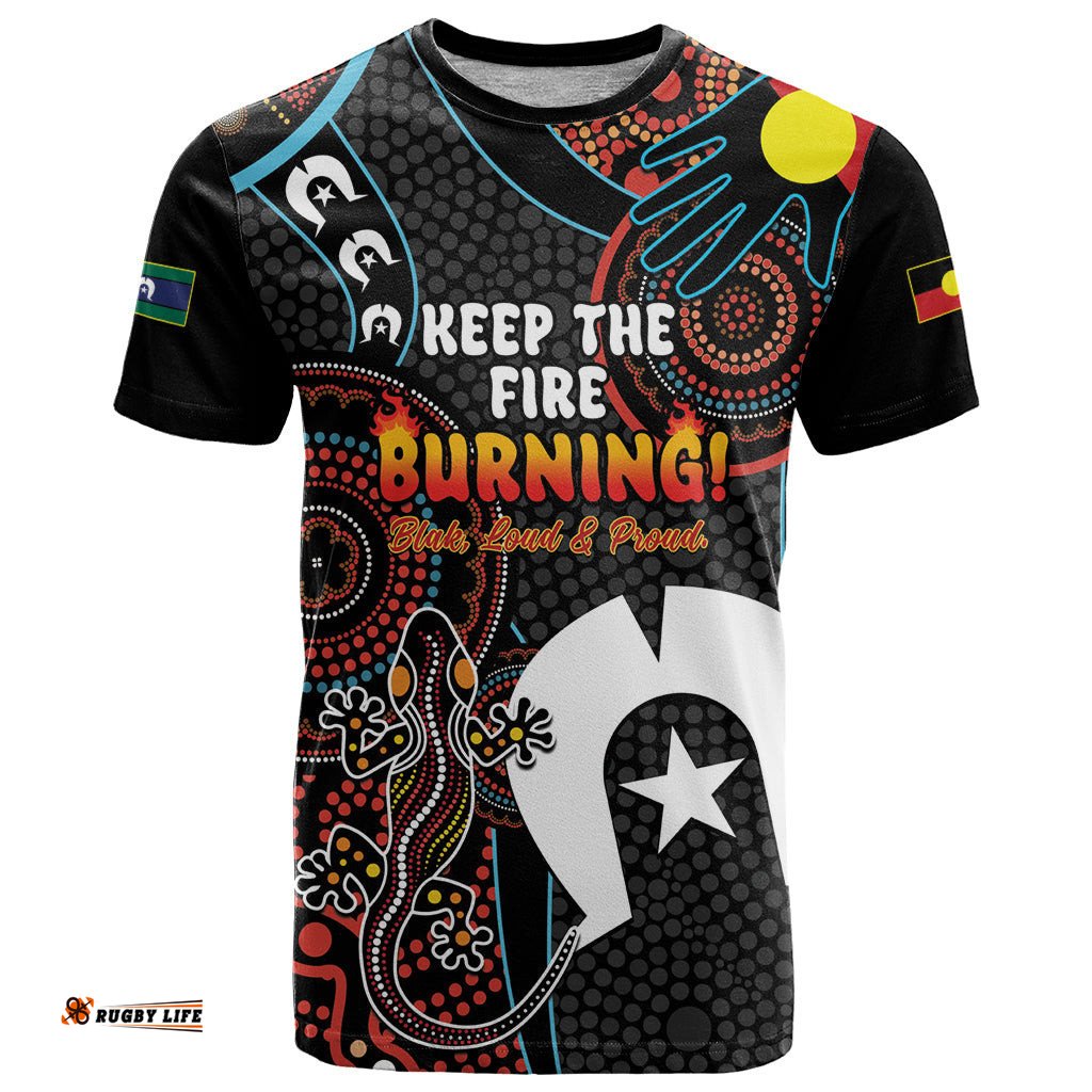 naidoc week 2024 t shirt keep the fire burning indigenous art