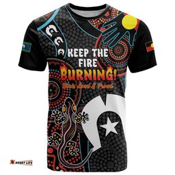 naidoc week 2024 t shirt keep the fire burning indigenous art