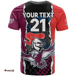 custom text and number nrl combine knights sea eagles t shirt sporty style