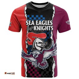 custom text and number nrl combine knights sea eagles t shirt sporty style