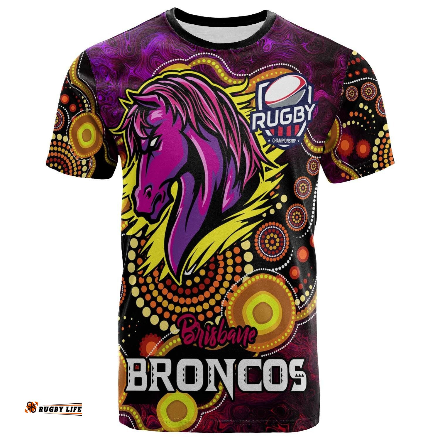 broncos rugby t shirt custom personalised broncos with aboriginal dot painting player and number t shirt
