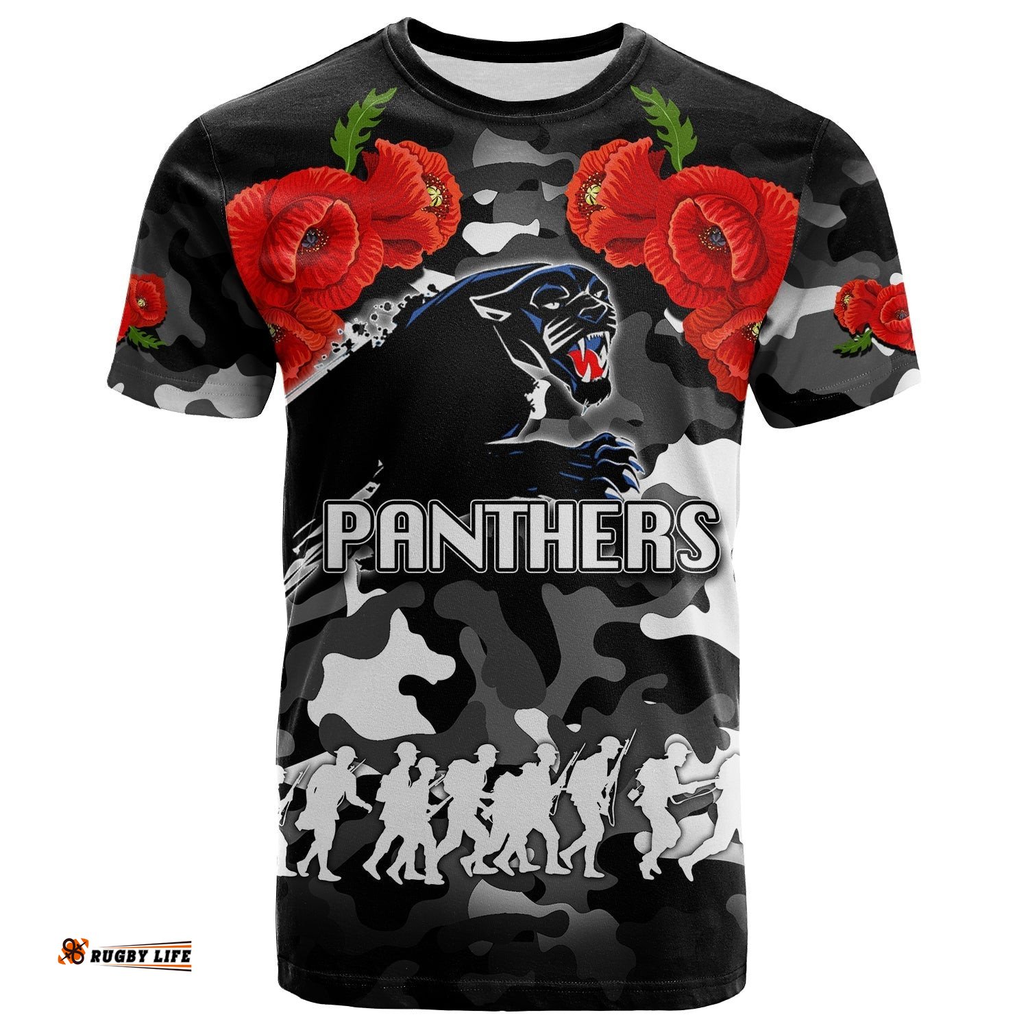 anzac day t shirt panthers army style