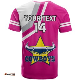 custom text and number cowboys rugby t shirt sporty style pink