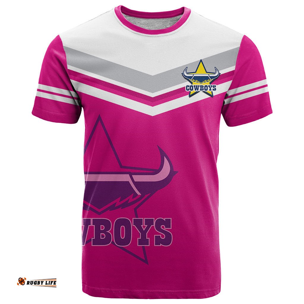custom text and number cowboys rugby t shirt sporty style pink