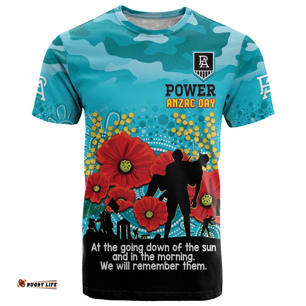 custom port adelaide football anzac t shirt gallipoli camouflage with poppies