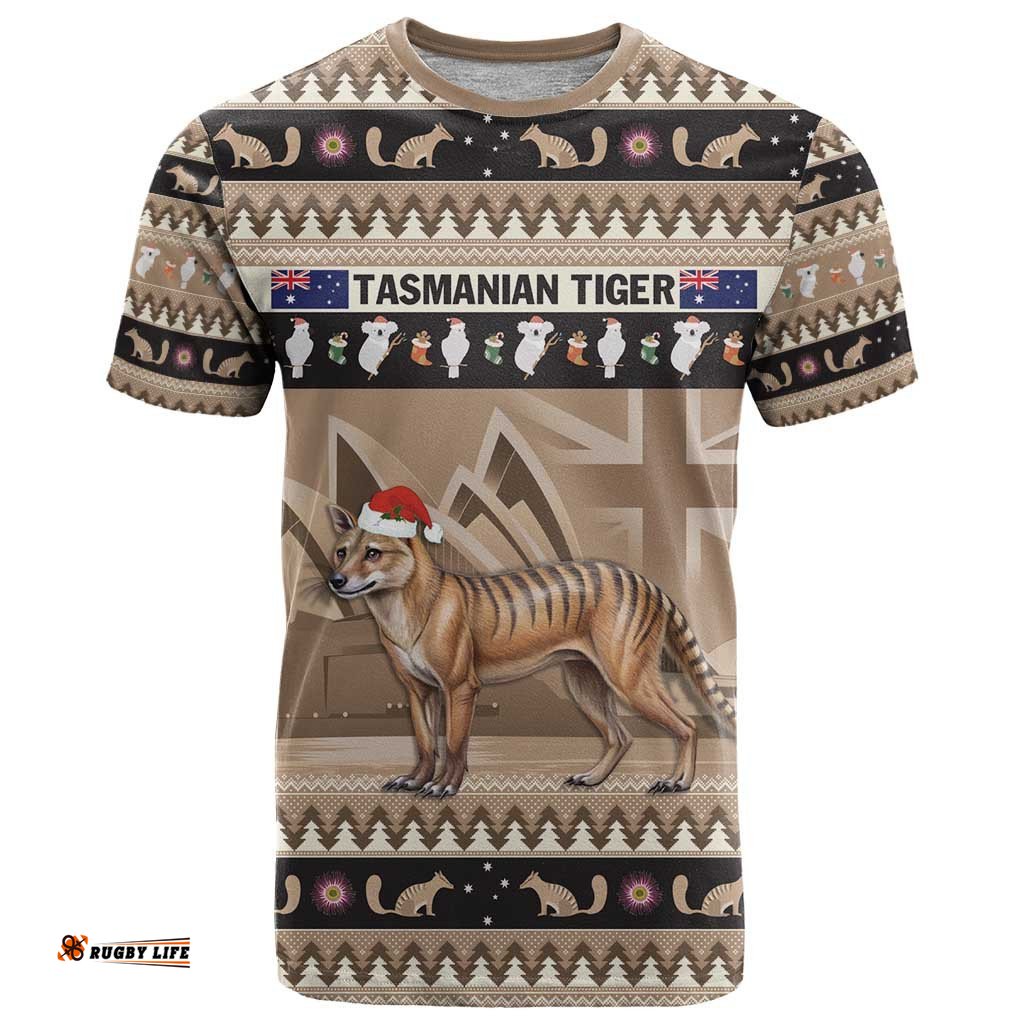 aussie tasmanian tiger t shirt merry christmas